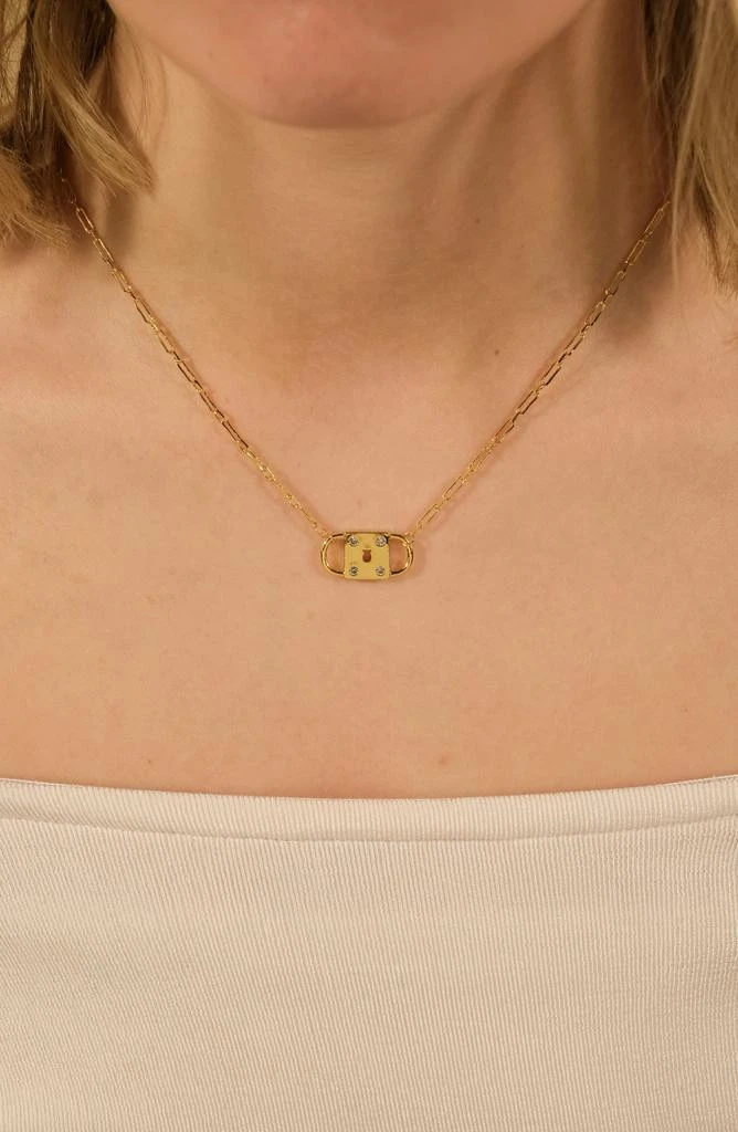 Sterling Forever Double Padlock Cubic Zirconia Pendant Necklace 3