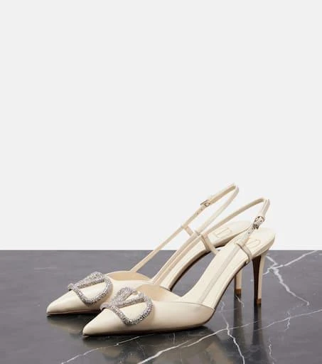 Valentino VLogo Signature leather slingback pumps 4