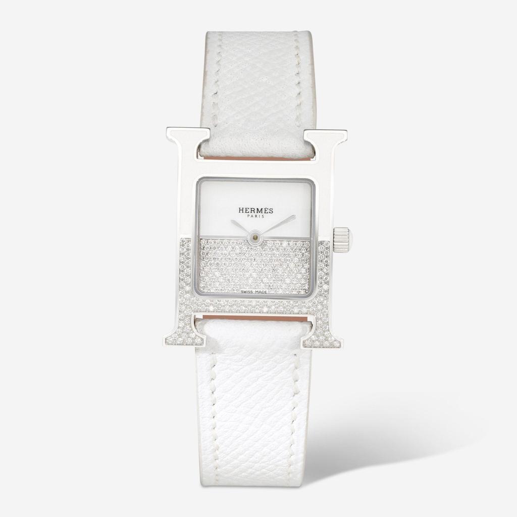 Hermes Hermès Heure H PM Stainless Steel Diamond Quartz Ladies Watch W046502WW00