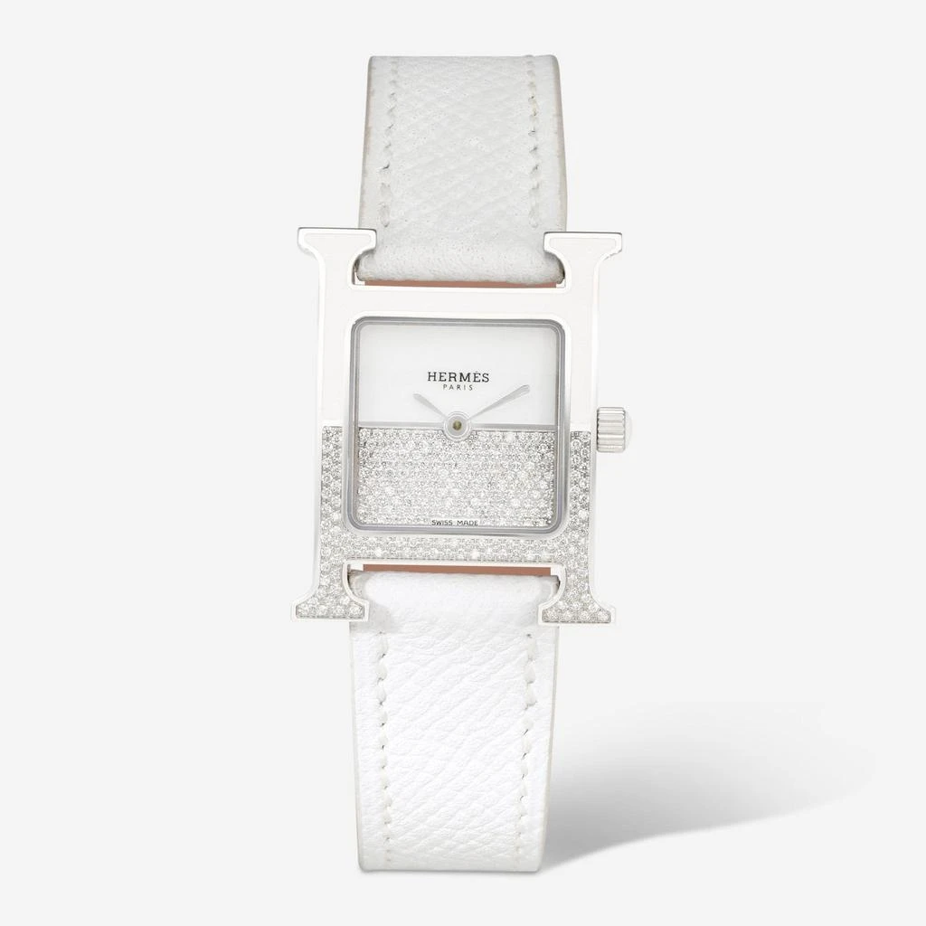 Hermes Hermès Heure H PM Stainless Steel Diamond Quartz Ladies Watch W046502WW00 1