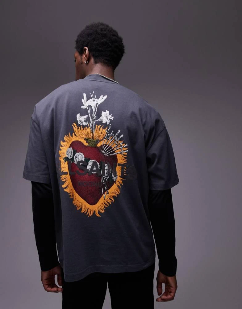 ALL SAINTS AllSaints Heartfelt back graphic t-shirt in washed black 1