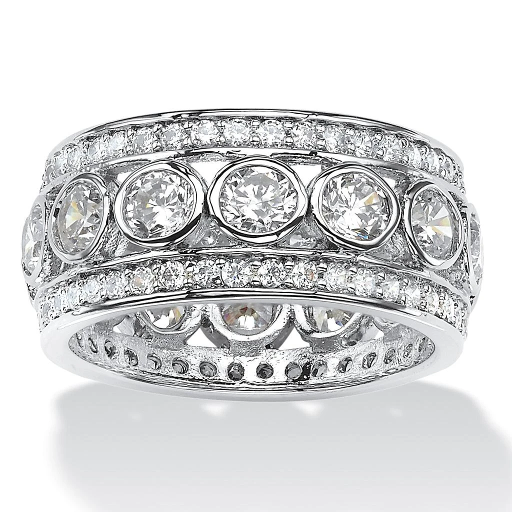 Palm Beach Jewelry 4.70 TCW Bezel-Set CZ Eternity Ring in Platinum-plated Sterling Silver 1