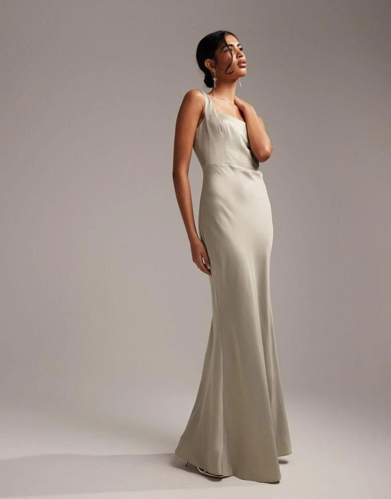 ASOS ASOS DESIGN satin square neck maxi dress in champagne 1