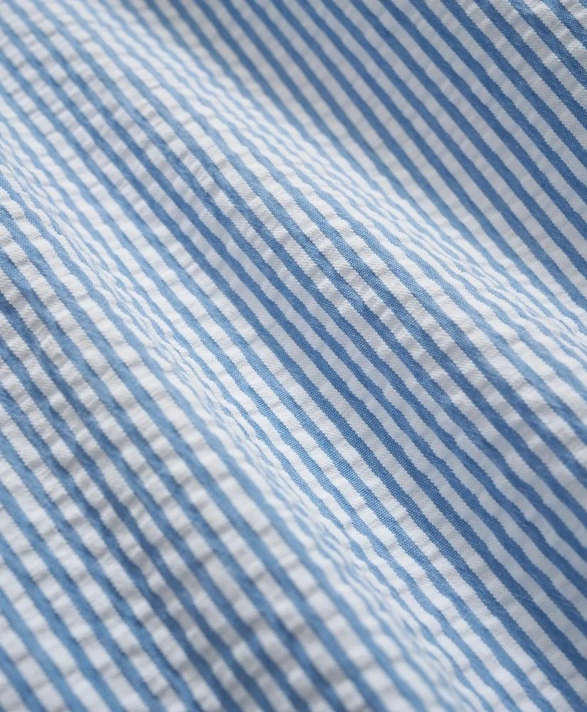 Brooks Brothers Washed Cotton Seersucker Button-Down Collar, Stripe Sport Shirt 3