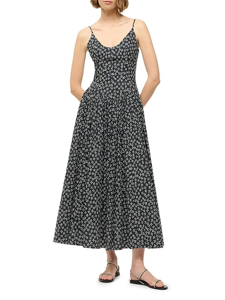 Staud Dena Floral Stretch Cotton A-line Dress 2