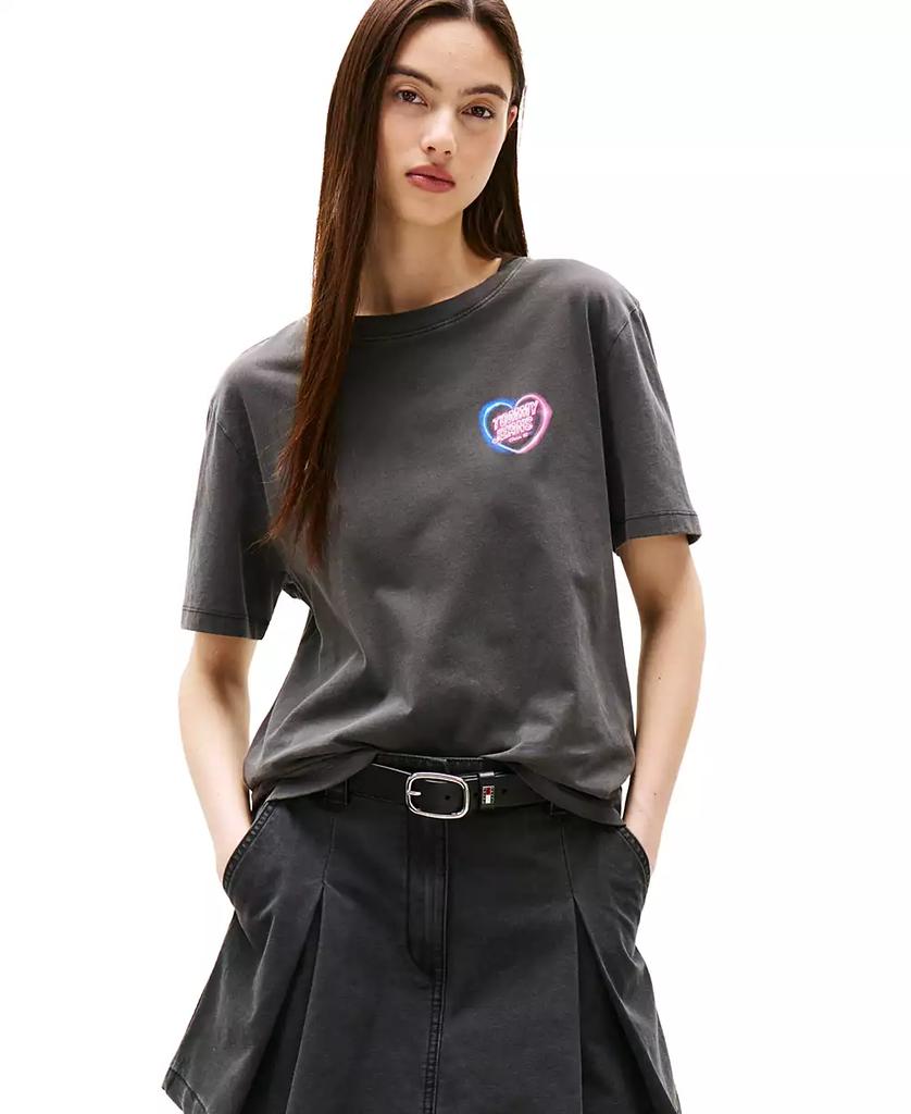 Tommy Jeans Women's Cotton Relaxed-Fit Neon Graphic T-Shirt