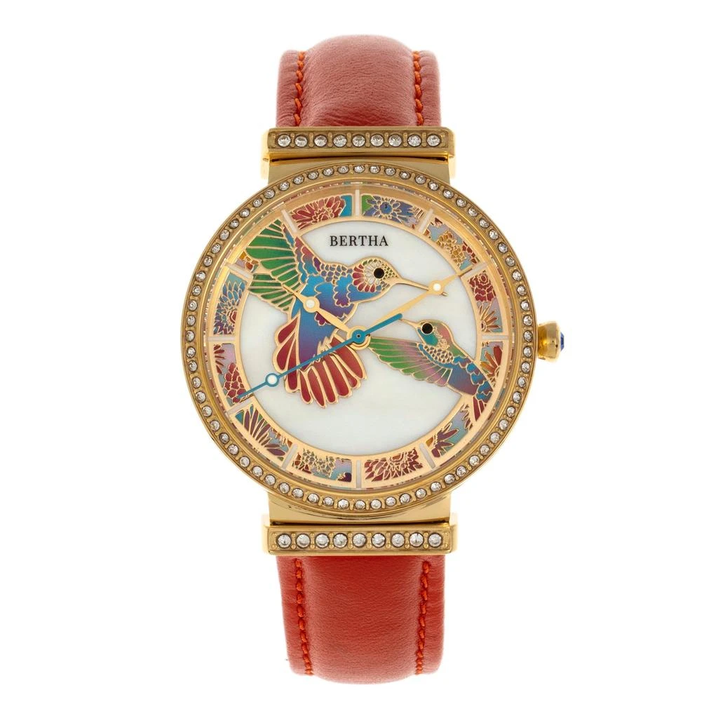 BERTHA Emily Mother-Of-Pearl Leather-Band Watch 1