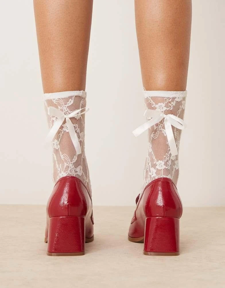 New Look New Look heeled loafer in red 2
