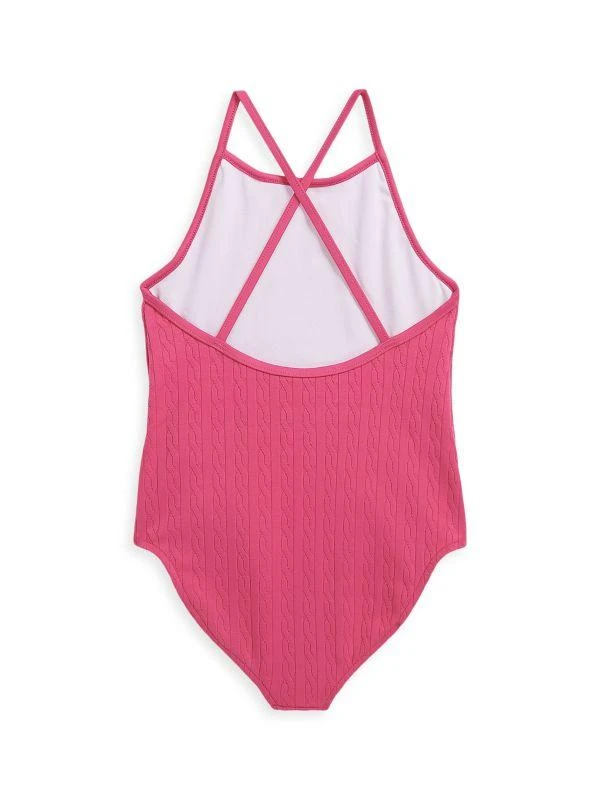 Ralph Lauren Little Girl's & Girl's Cable-Knit Print One-Piece Swimsuit 2