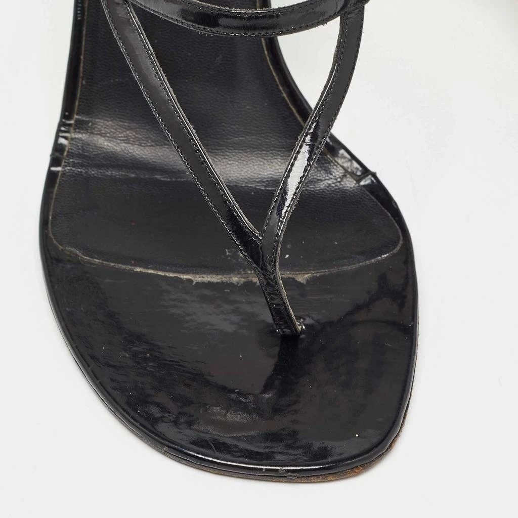 Gina Gina Black Patent Leather Thong Slide Sandals Size 39 7