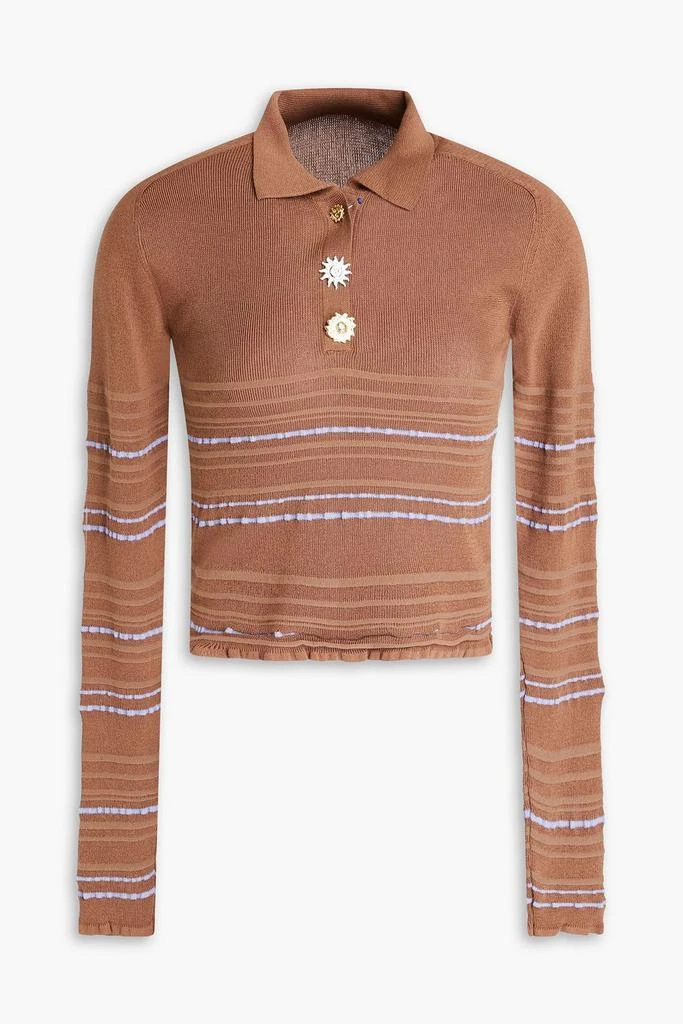 Jacquemus Cropped striped knitted polo shirt 1
