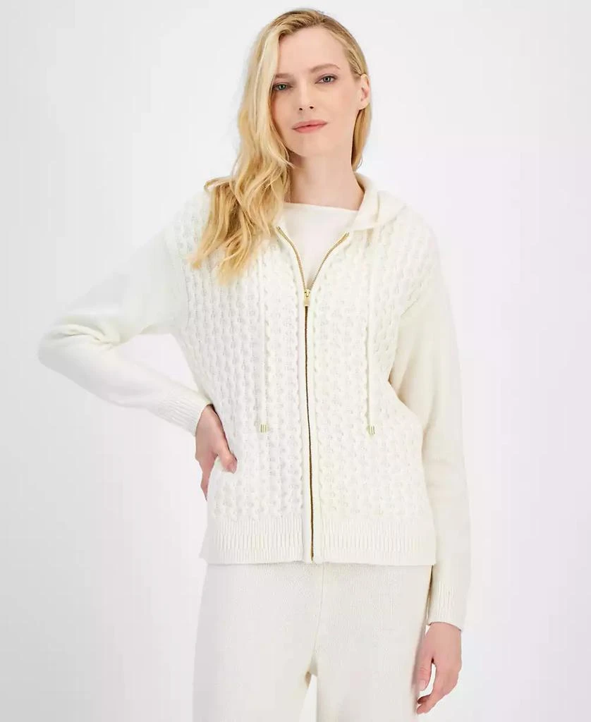 Anne Klein Women's Zip-Front Knit Hoodie 3