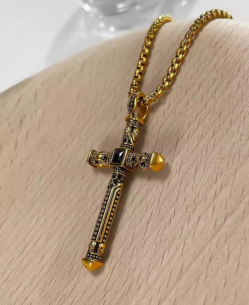 Rhona Sutton Gold Biblical Cross Stainless Steel Pendant Necklace 2