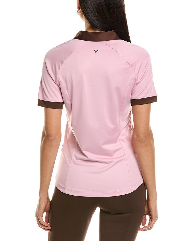 Callaway womens  V-Placket Colorblock Polo Shirt, xs, Pink