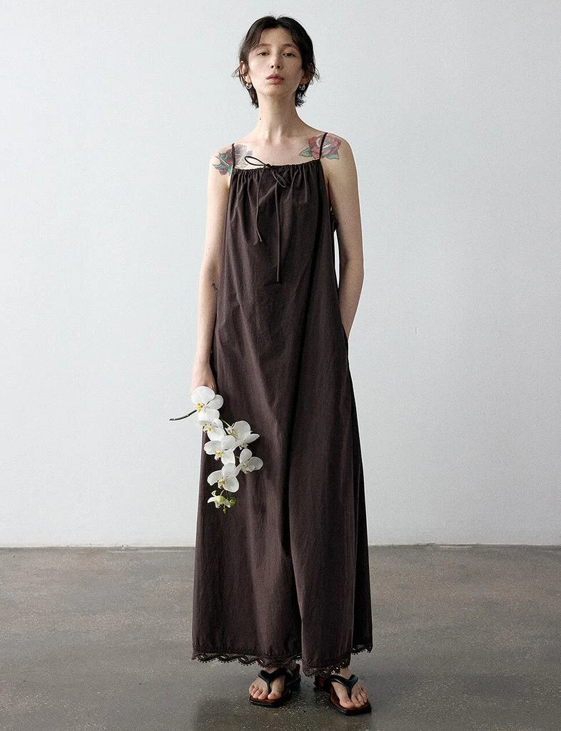 Pixie Market Lace Hem Dress in Chocolate 2