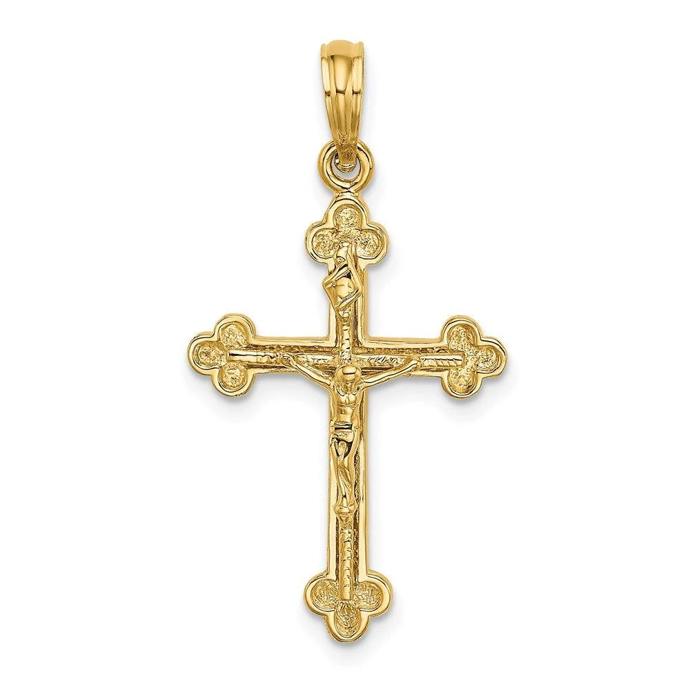 Diamond2Deal 10k Yellow Gold Narrow Budded Crucifix Charm