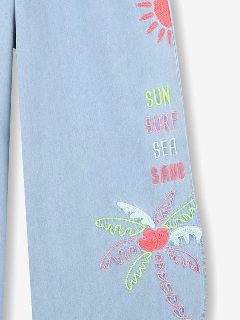Billieblush Billieblush Girls Embroidered Denim Trousers in Blue 4