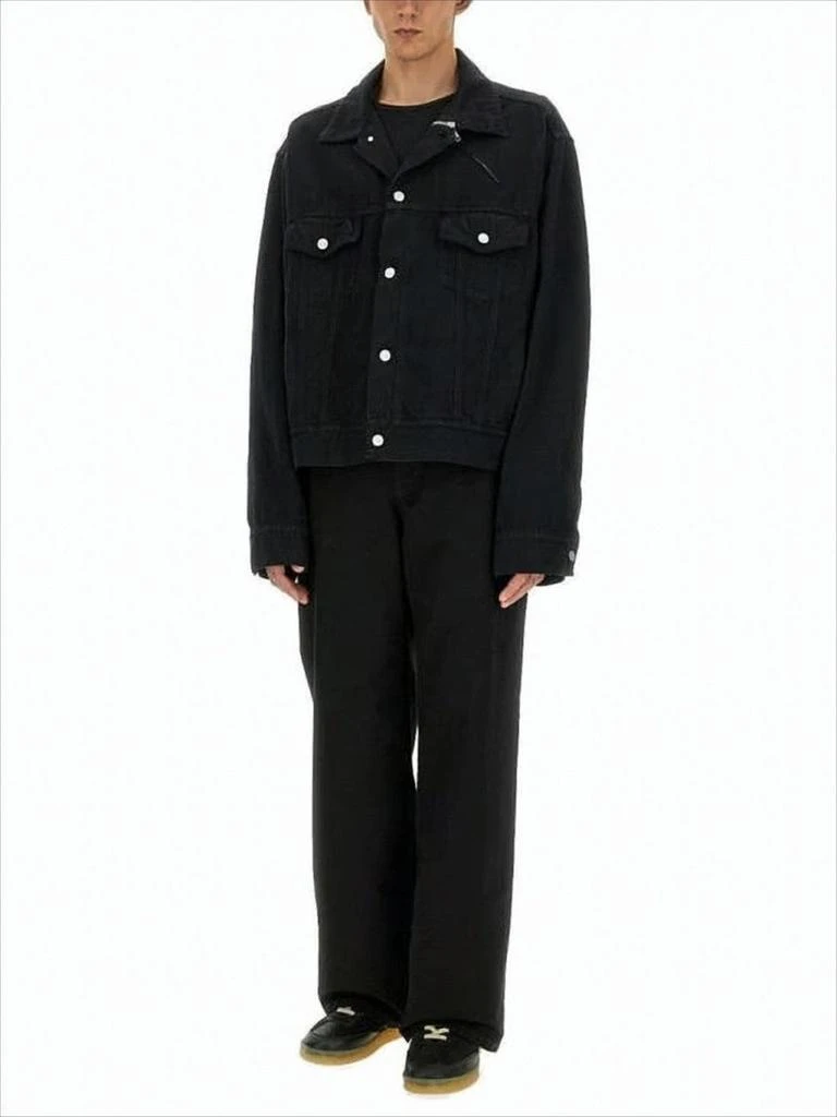 MM6 Cropped Black Denim Jacket With Classic Collar And Boxy Fit 2