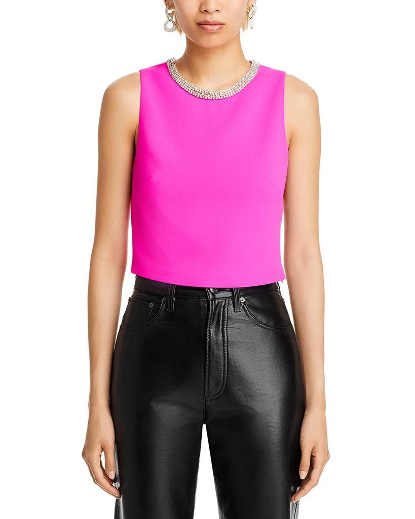 Generation Love Nia Rhinestone Collar Crepe Cropped Top 6