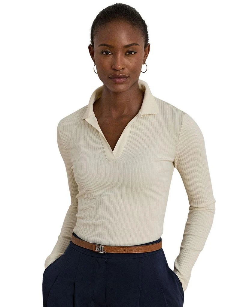 Ralph Lauren Rib Knit Long Sleeve Polo Top 1