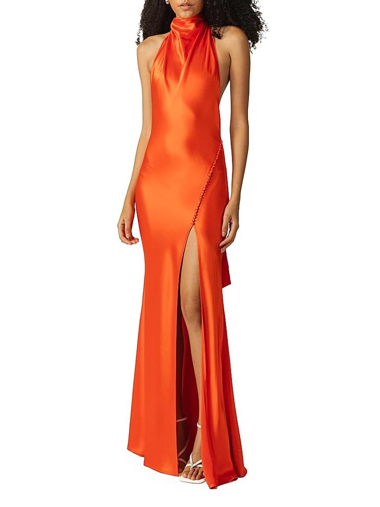 SAU LEE Penelope Satin Halterneck Gown 5