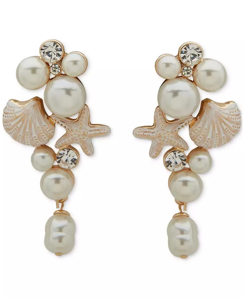 Lonna & Lilly Gold-Tone Crystal & Imitation Pearl Sea-Motif Drop Earrings 1