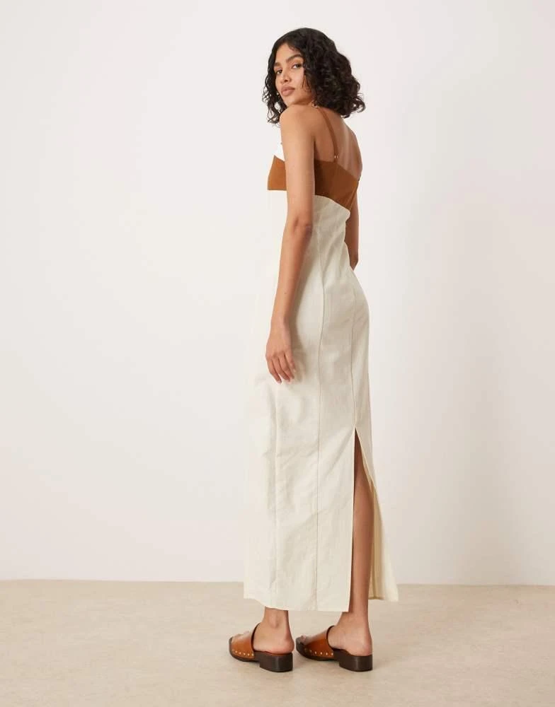 white linen dresses with sleeves White Linen High-Low Dress – Elegant Midi with Chiffon Hem White / XL main image 0