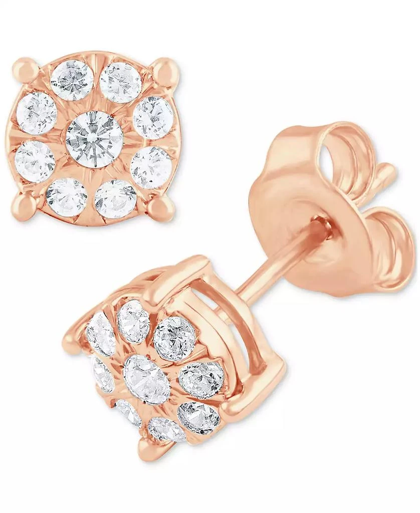 14k Gold Macy's Rose Gold Earrings Shop Diamond Cluster Stud