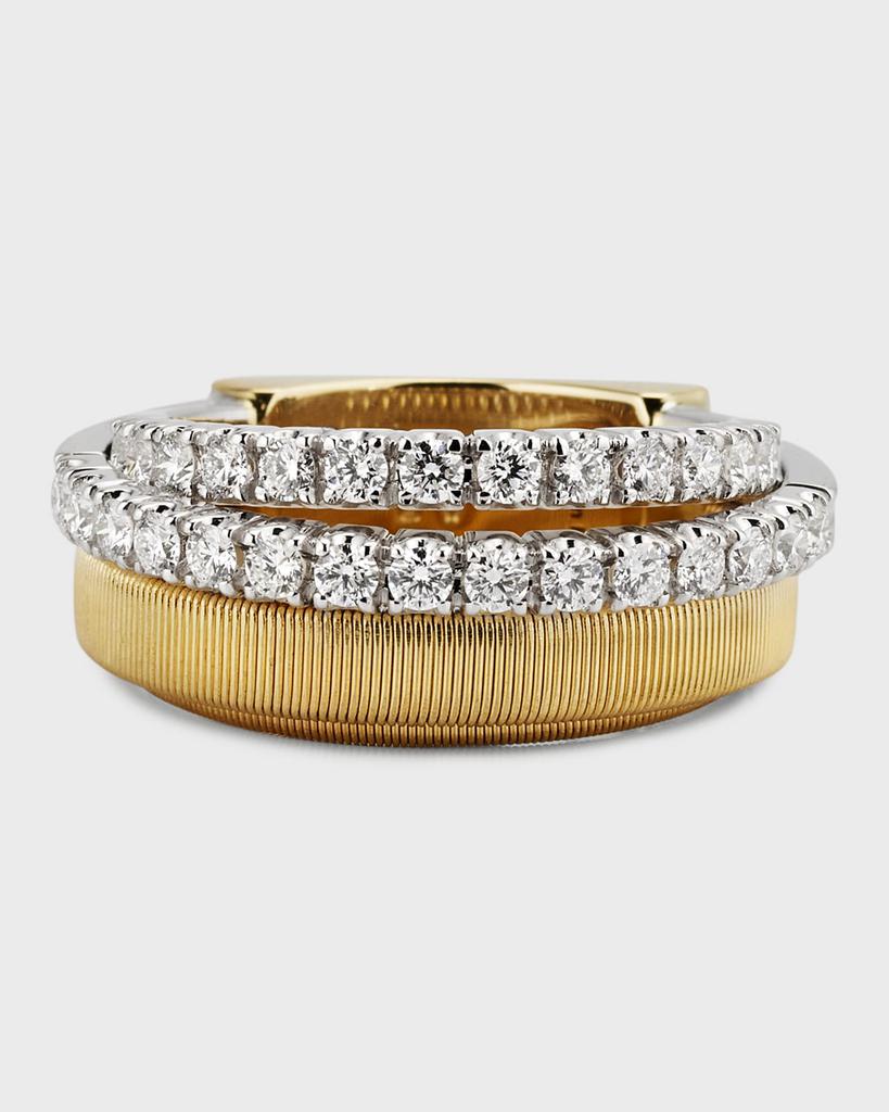 Marco Bicego 18K Gold Masai Ring with 2 Diamond Bands, Size 7