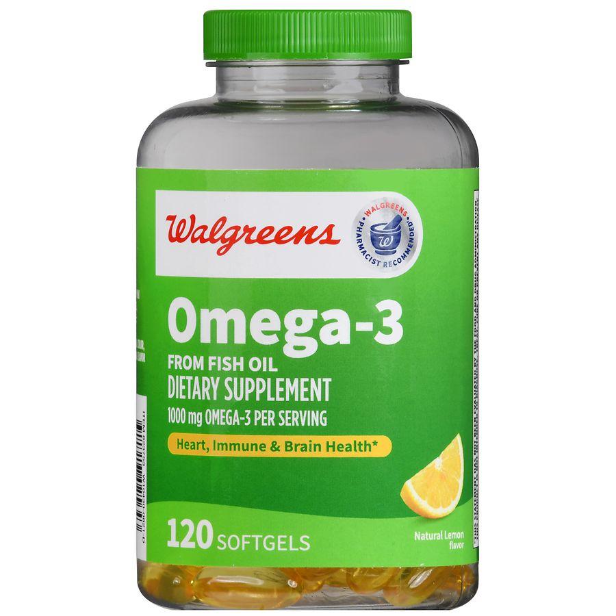Walgreens Omega-3 from Fish Oil Softgels (120 days) Natural Lemon