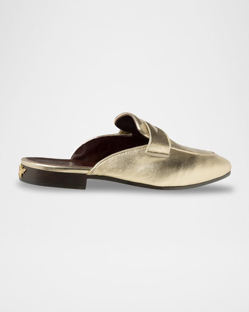 Bougeotte Metallic Leather Penny Loafer Mules