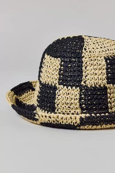 Urban Outfitters Checkered Straw Bucket Hat 3