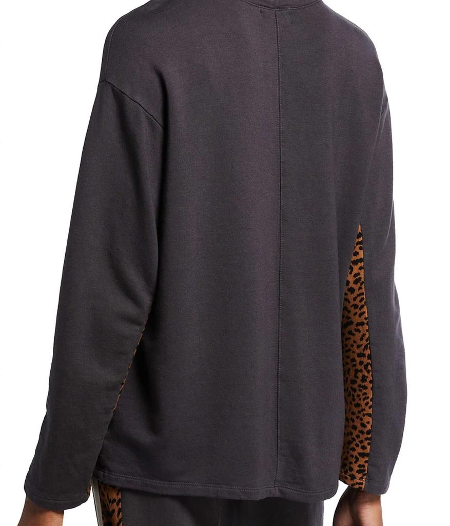 Monrow Paneled Mini Leopard Sweatshirt In Faded Black 2