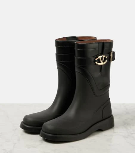 Valentino VGold leather-trimmed rain boots 5