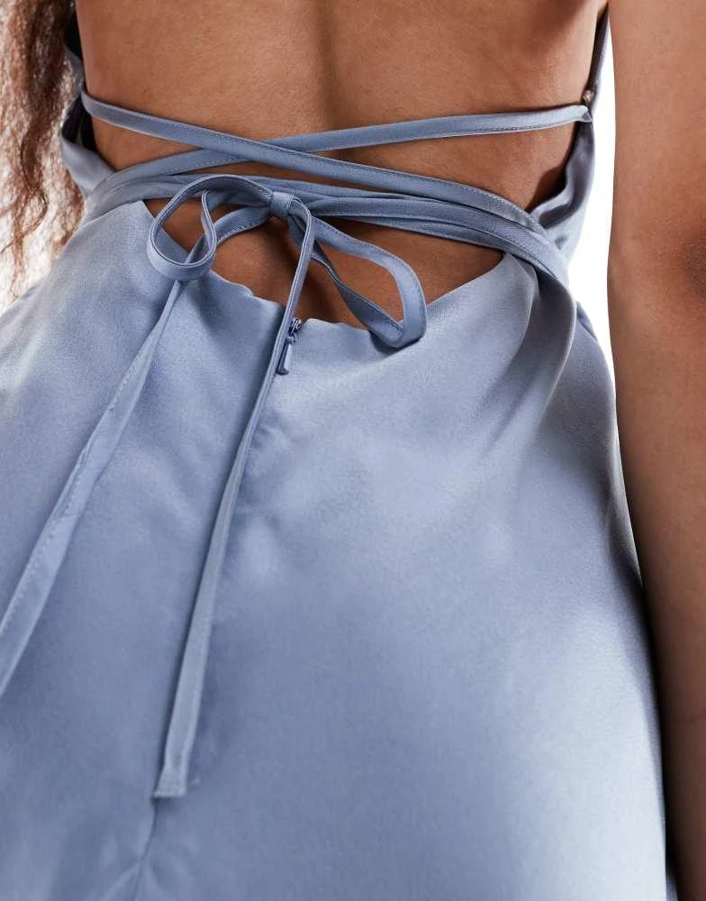 blue cowl neck mini dress CASSIE COWL NECK MINI SLIP DRESS-BLUE SWIRL – Lucca Couture main image 0