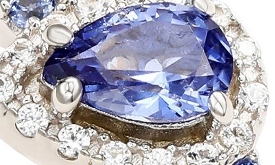 Suzy Levian Pear Cut Blue Sapphire Band Ring 6