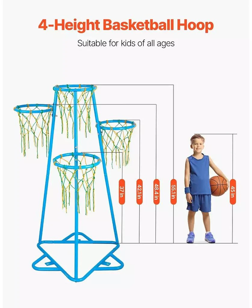 SUGIFT 4-Hoop Kids Basketball Set with Adjustable Height 
3 Balls 9