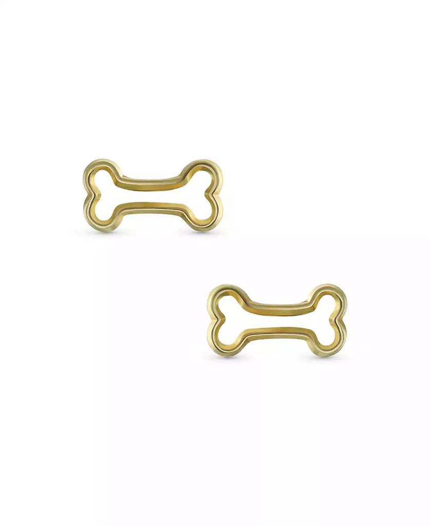 Bling Jewelry Tiny Mini BFF Animal Lover Pet Dog Bone Stud Earrings Cartilage Ear Lobe 10K Yellow Gold Screw back