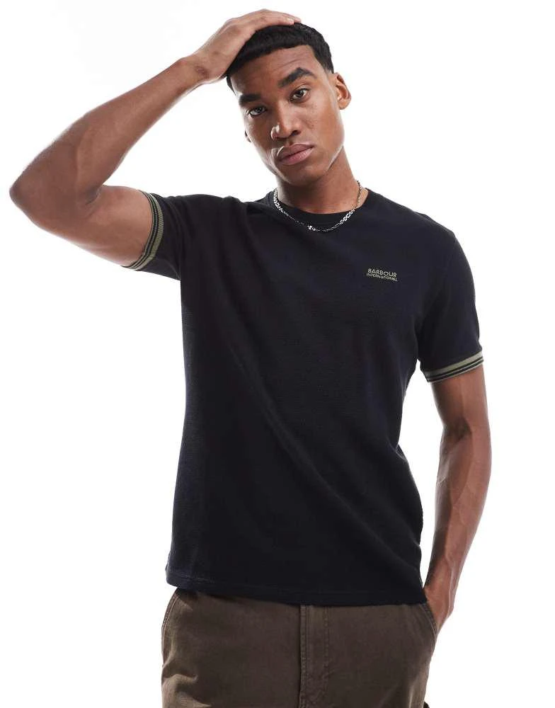 Barbour Barbour International Spencer textured tipped t-shirt in black 1