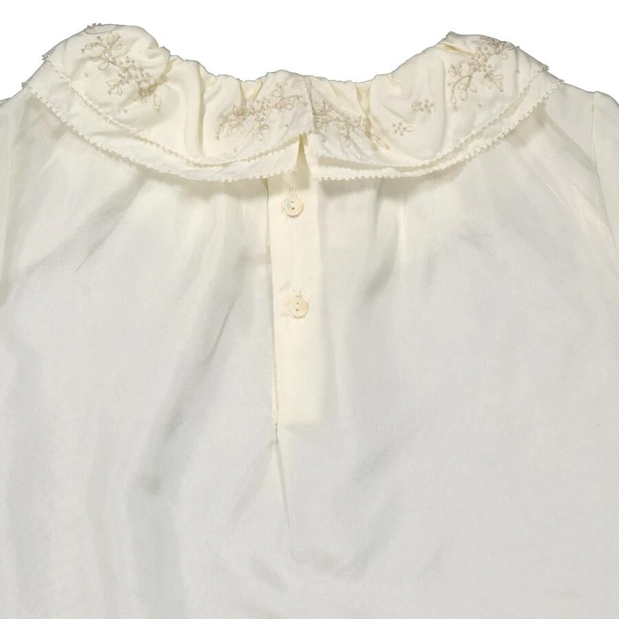 Bonpoint Kids White Lait Jaya Ruffle-Trim Silk Blouse 3