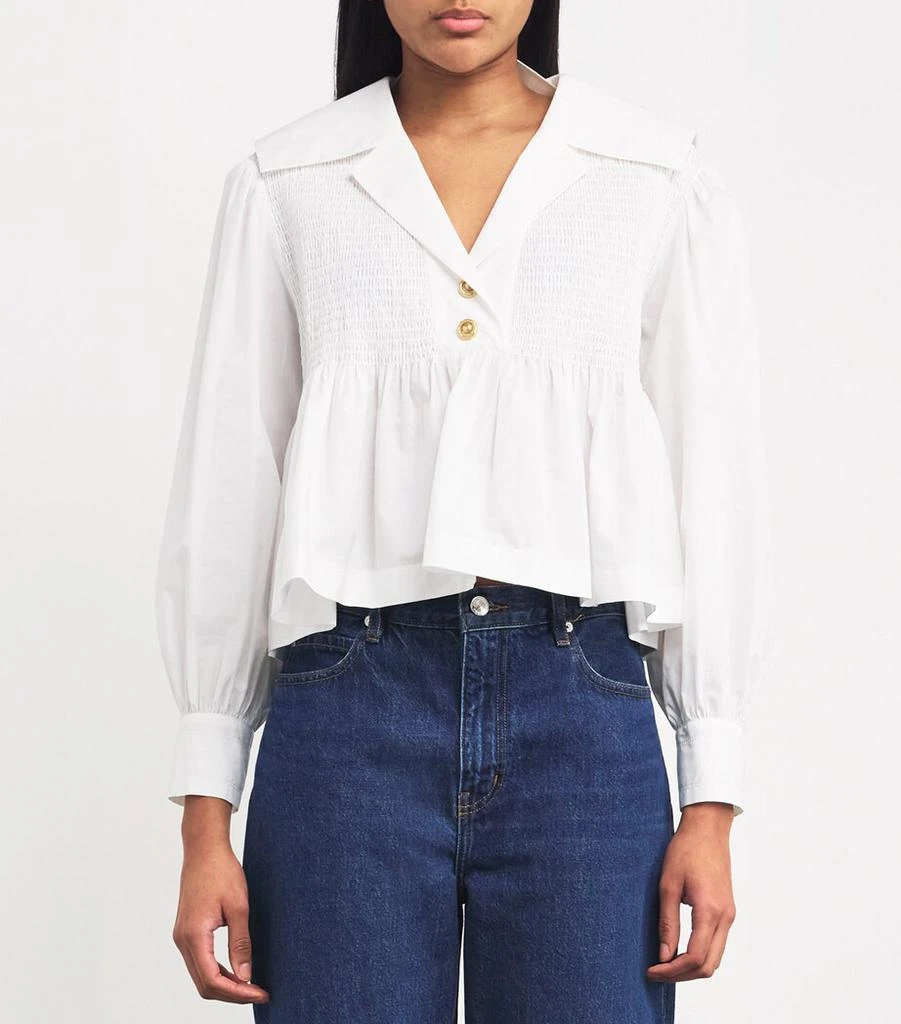 Claudie Pierlot Cotton Smocked Blouse 3