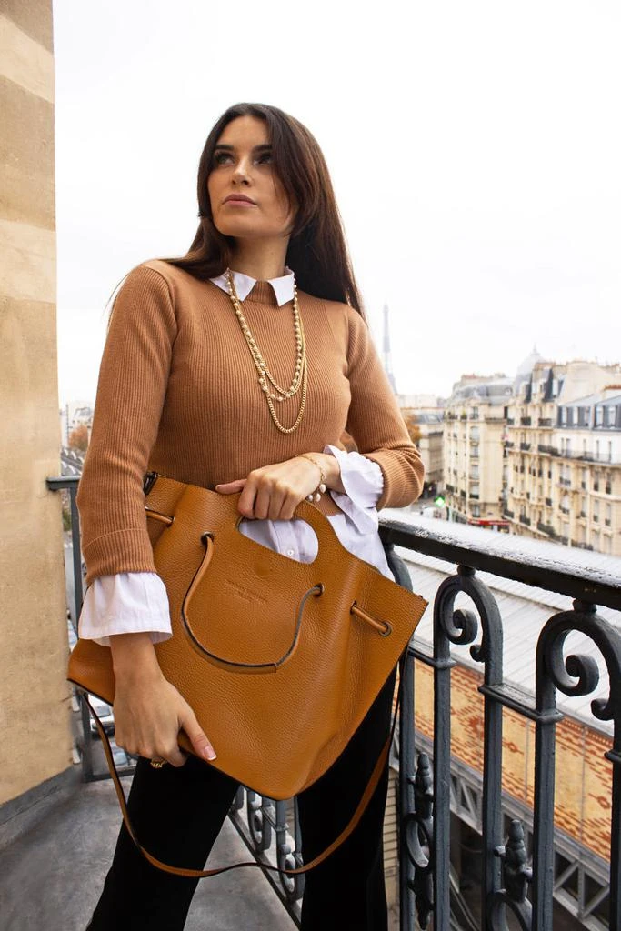 预计3周后发货 Maison Heritage Sac Cabas Prun - Camel - Femme 2