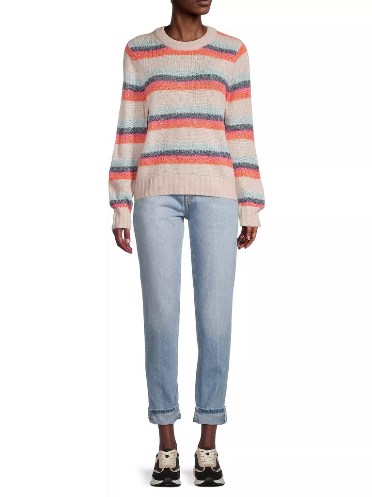 White + Warren Stripe Cashmere Pullover Sweater