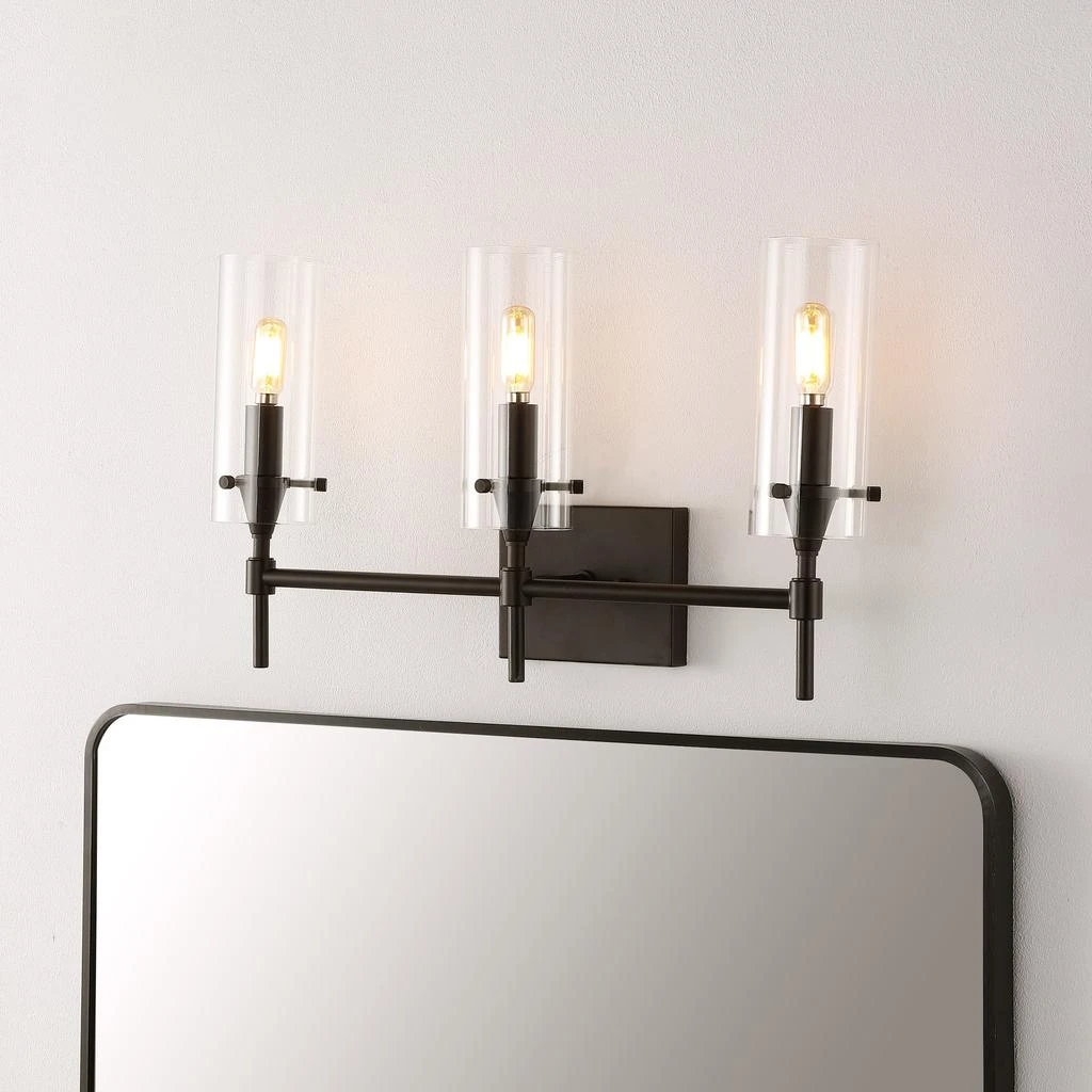 JONATHAN Y Cato 21.25" 3-Light Modern Farmhouse Iron/Glass LED Vanity 3