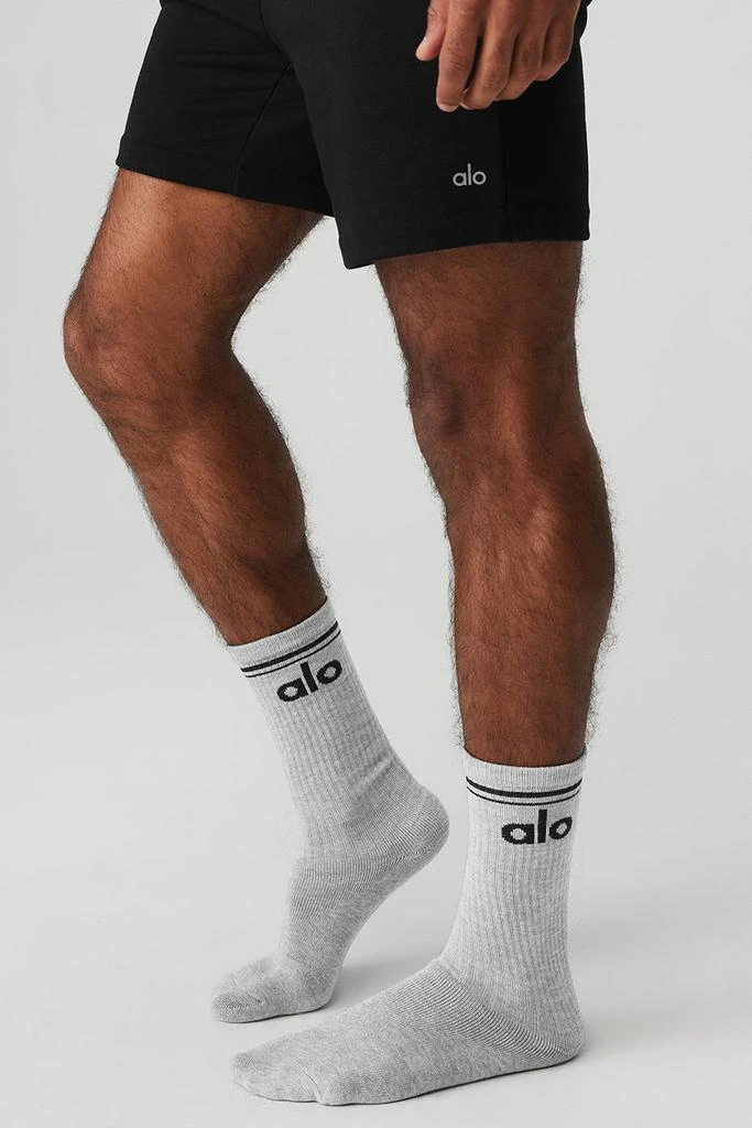 Alo Unisex Throwback Sock - Athletic Heather Grey/Black 3