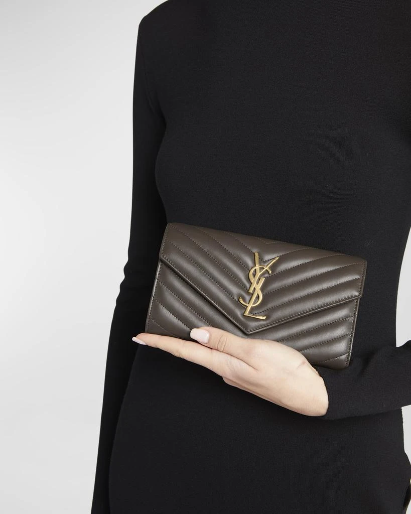 Yves Saint Laurent YSL Monogram Large Envelope Flap Wallet in Smooth Leather 5