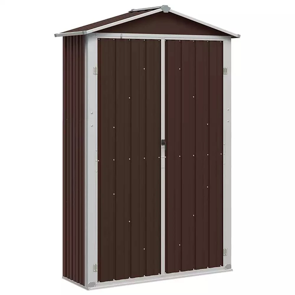 vidaXL Garden Shed Brown Galvanized Steel and Plastic