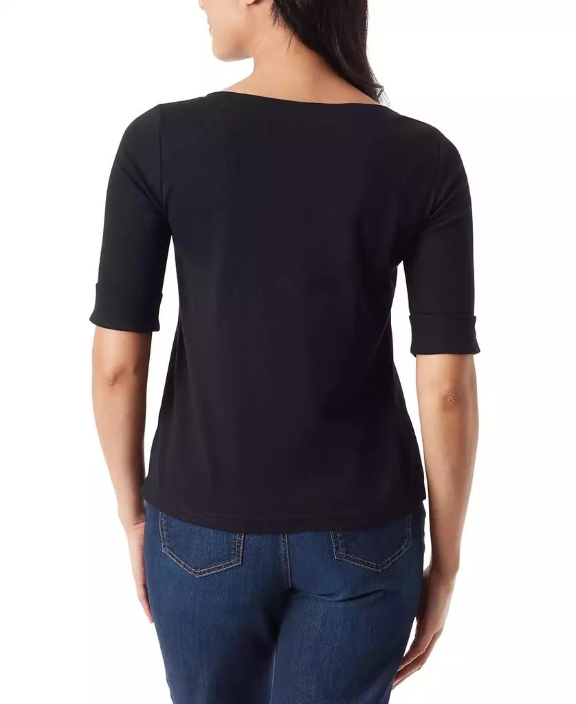 Gloria Vanderbilt Women's Alanis Boat Neck Elbow-Sleeve T-Shirt 2