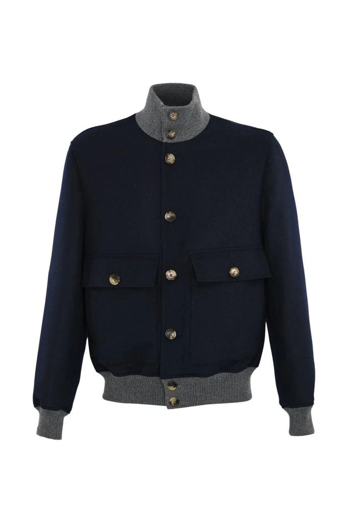 Brunello Cucinelli Brunello Cucinelli Flannel Double Cloth Bomber Jacket from Cettire