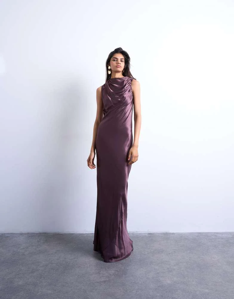open lace back dress Linger Bias Cut Maxi Dress Purple